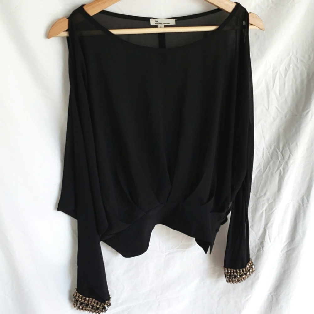 Company store chiffon blouse rhinestone cuffs